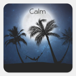 Palmbomen in het moonlicht vierkante sticker