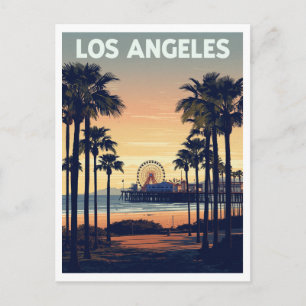 Palmbomen in Los Angeles en Santa Monica Pier Briefkaart