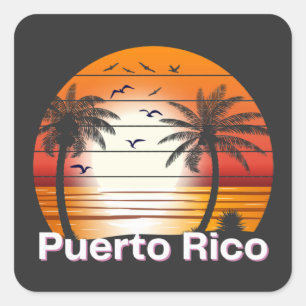 palmbomen in Puerto Rico Summer Beach Vierkante Sticker