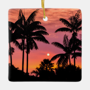 Palmbomen in silhouet, Hawaii Keramisch Ornament