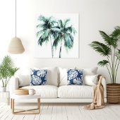 Palmbomen in Waterverf Canvas Print