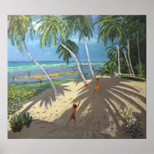 Palmbomen Klein strand Barbados 2013 Poster