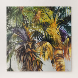 Palmbomen kleurig indrukwekkend schilderend legpuzzel