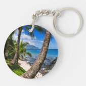 Palmbomen langs Hideaways Beach Sleutelhanger (Achterkant)