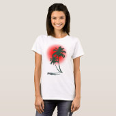 Palmbomen met Rode Zon T-shirt (Voorkant volledig)