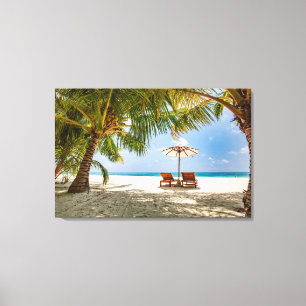 Palmbomen   Moody Sky Canvas Afdruk