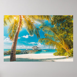 Palmbomen op een mooie zonsondergang poster