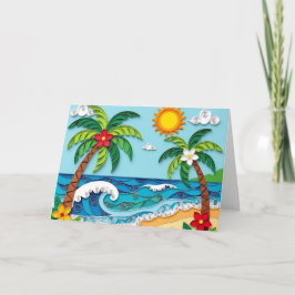 Palmbomen op het strand | Birthday Kaart