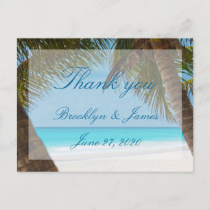 Palmbomen op het strand bruiloft Dank jullie Brief Briefkaart