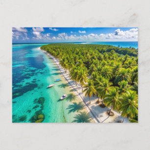 Palmbomen op het strand van Isla Saona Briefkaart
