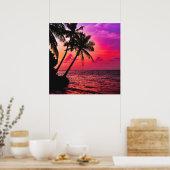 Palmbomen op het strand van Maldivian Sunset Poste Poster (Keuken)
