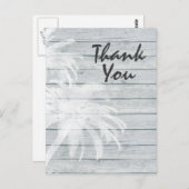 Palmbomen op houten achtergrond strand dank u briefkaart (Voorkant / Achterkant)
