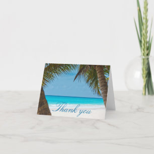 Palmbomen Op Strand Bruiloft Dankkaarten Bedankkaart