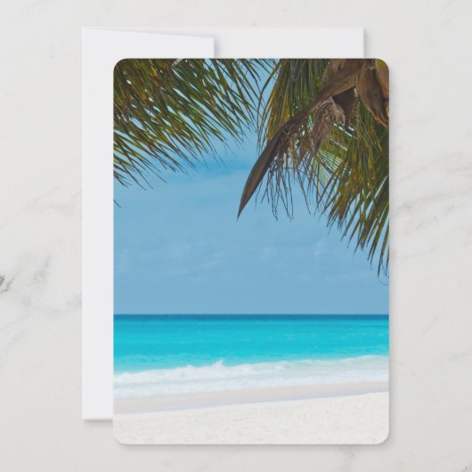 palmbomen op strandbruiloft kaart (Achterkant)