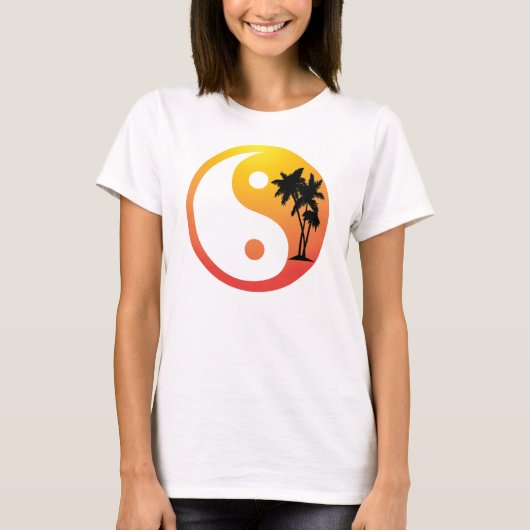 Palmbomen op Sunset Yin Yang T-shirt (Voorkant)