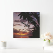 Palmbomen op zee vierkante klok (Huis)