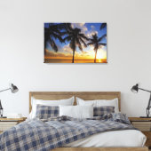 Palmbomen op zonsondergang canvas afdruk (Insitu (Slaapkamer))