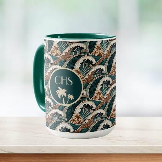 Palmbomen Polynesische Golven  Strand Monogram Mok