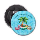 Palmbomen Pool Party Flamingo Button Flesopener (Voorkant)
