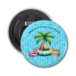 Palmbomen Pool Party Flamingo Button Flesopener