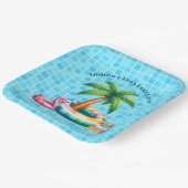 Palmbomen Pool Party Flamingo Papieren Bordje (Gebogen)