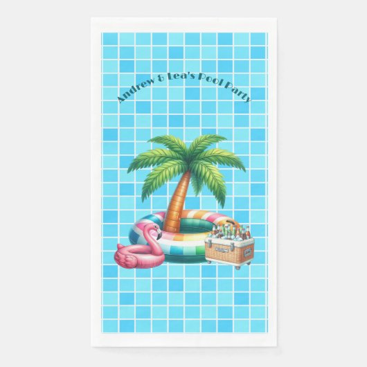 Palmbomen Pool Party Flamingo Servet (Voorkant)