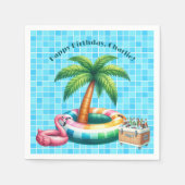Palmbomen Pool Party Flamingo Verjaardagsfeest Servet (Voorkant)