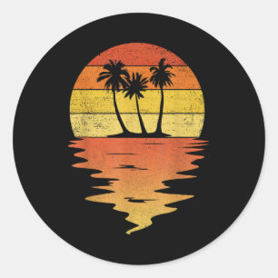 Palmbomen shirt retro sunset 70s  Palm tre Ronde Sticker