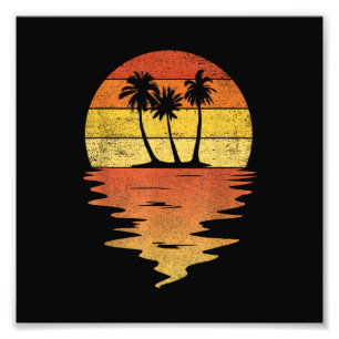 Palmbomen Shirt Retro Zonsondergang 70s Vintage Pa Foto Afdruk