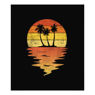 Palmbomen Shirt Retro Zonsondergang 70s Vintage Pa Foto Afdruk