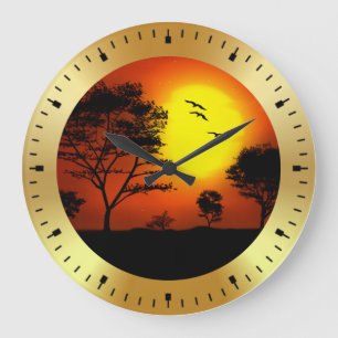 Palmbomen Silhouetten Bij Zonsondergang-68607 Grote Klok