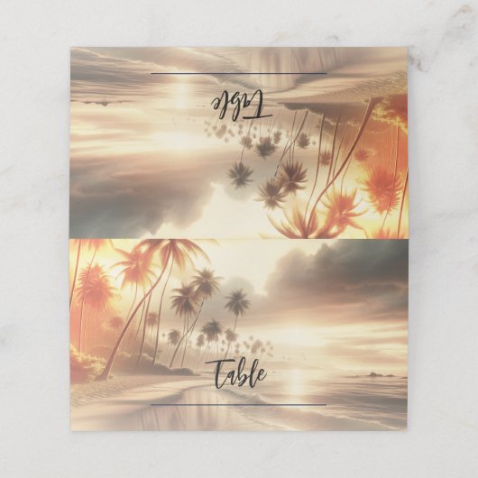 Palmbomen & Sinaasappel Sunset Beach Bruiloft (Buitenkant ongevouwen)