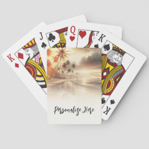 Palmbomen & Sinaasappel Sunset Beach Bruiloft Pokerkaarten