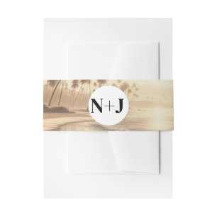 Palmbomen & Sinaasappel Sunset Beach Bruiloft Uitnodigingen Wikkel