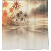 Palmbomen & Sinaasappel Sunset Beach Douchegordijn (Voorkant)
