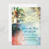 palmbomen stralen stranden redden datum aankondigingskaart (Voorkant / Achterkant)