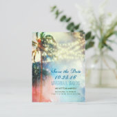 palmbomen stralen stranden redden datum aankondigingskaart (Staand voorkant)