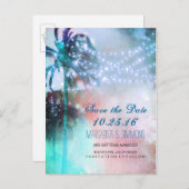 palmbomen stralen stranden redden datum aankondigingskaart (Voorkant / Achterkant)