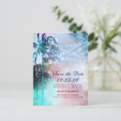 palmbomen stralen stranden redden datum aankondigingskaart (Staand voorkant)