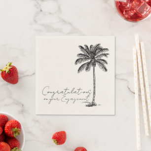 Palmbomen Strand Bruiloft Verloving Felicitaties Servet