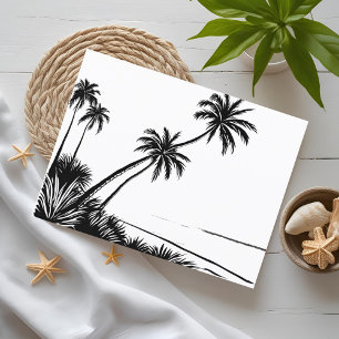Palmbomen strand pen tekening briefkaart