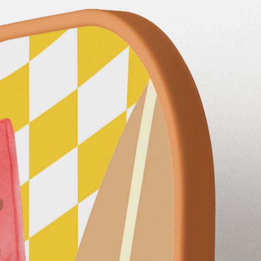 Palmbomen Surfboard Geruit Zomer Pickleball Paddle (Links Detail)