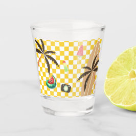 Palmbomen Surfboard Geruit Zomer Shot Glas