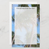 palmbomen tegen blauwe hemel briefpapier (Voorkant / Achterkant)