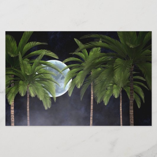palmbomen tegen de maan briefpapier (Voorkant)