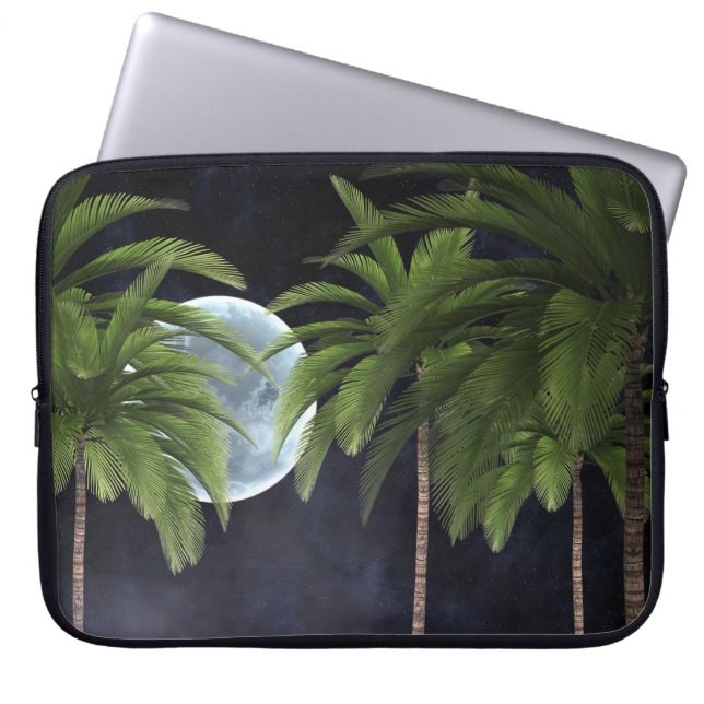 palmbomen tegen de maan laptop sleeve (Voorkant)