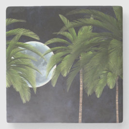 palmbomen tegen de maan stenen onderzetter