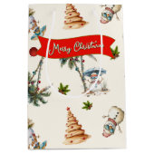 Palmbomen Tropisch kerstpatroon Medium Cadeauzakje (Voorkant)