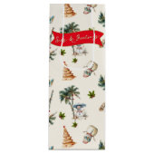 Palmbomen Tropisch kerstpatroon Wijn Cadeautas (Voorkant)