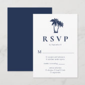 Palmbomen Tropisch Strand Navy  RSVP Kaartje (Voorkant / Achterkant)